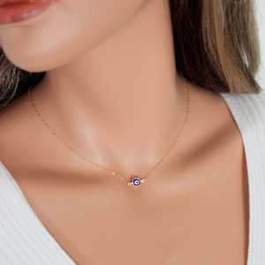 Tiny Blue Glass Turkish Eye <span class=keywords><strong>collane</strong></span> per donna uomo gioielli con protezione fortunata - Product Image 2