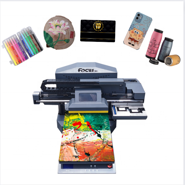 Focus A3 Size Digital UV Printer Used for Print Phone Cases, Lighters, Glass, Cip, Tiles, Balls, Paper and More