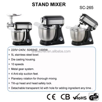 Batteur sur socle électrique multifonction SOHEF 1000W 5QT en acier inoxydable moulé sous pression avec bol mélangeur et tête inclinable, contrôlable par application