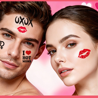 Autocollants de tatouage temporaires pour femmes et filles, lèvres rouges sexy, fleurs aux couleurs vives, Saint-Valentin, tatouage pour couples, Tatouage Femme