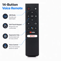 Clavier en plastique silicone personnalisable OEM, télécommande vocale BT noire à 14 boutons pour Android TV Box, garantie 12 mois