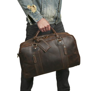 Men's Genuine Leather Duffel <b>Bag</b> <b>Large</b> Capacity Business Travel Crossbody <b>Shoulder</b> <b>Bag</b> Dark Brown Light Brown Solid Color - Product Image 2