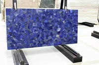 Panneau mural en marbre bleu translucide en pierre précieuse bleue de luxe, carrelage en marbre lapis-lazuli, dalle de marbre lapis-lazuli pour la décoration intérieure