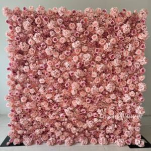 Pannello Floreale in Seta Arrotolabile 8x8 di Alta Qualità, Sfondo Personalizzato 3D/5D con Rose Artificiali <span class=keywords><strong>Rosa</strong></span> per Decorazioni Matrimoniali - Product Image 2