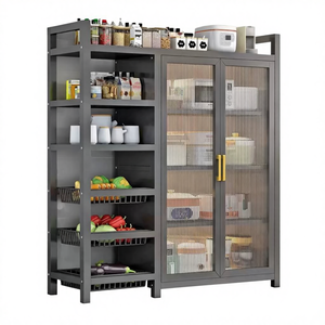 Organizador <span class=keywords><strong>de</strong></span> Cocina <span class=keywords><strong>de</strong></span> 3/4 Niveles, Mueble <span class=keywords><strong>de</strong></span> <span class=keywords><strong>Almacenamiento</strong></span> con Puertas, Soporte para Horno Microondas, <span class=keywords><strong>Estante</strong></span> <span class=keywords><strong>Giratorio</strong></span> con Cestas y Estantes - Product Image 1