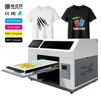 Nouvelle imprimante jet d'encre CMYKW connectée au Wi-Fi intelligente XP600 à double tête d'impression entièrement automatique pour l'impression numérique DTG de vêtements en couleur sur t-shirts