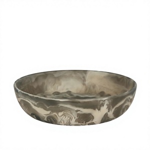 Cuenco de Resina Gris Marmoleado Hecho a Mano, Plato Ancho y Poco Profundo Pulido para Decoración de Mesa en el Hogar, Fiestas, Uso en Hoteles y Restaurantes, Diseño Único - Product Image 1