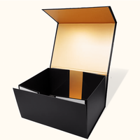 Boîte-cadeau en papier noir magnétique portable haut de gamme avec logo personnalisé, boîtes d'emballage rigides pliables recyclables avec couvercle magnétique