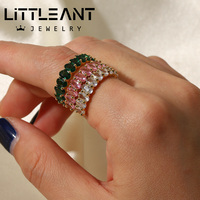 2023 nouvelle mode polyvalent anneaux 18k plaqué or cuivre incrusté Zircon ovale ouverture réglable anneau pour les femmes