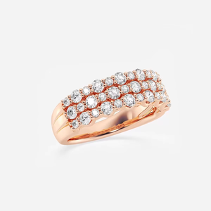 แหวนเพชรเม็ดใหญ่ 3 แถวสำหรับผู้หญิง 1.25 กะรัต ทอง 14K 18K แหวนแฟชั่น - Product Image 3