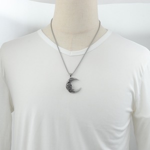 Collar con colgante de rosa de luna oscura, cadena de plata tibetana de 60cm, diseño floral geométrico, regalo para pareja, joyería de estilo Punk Hip Hop - Product Image 4