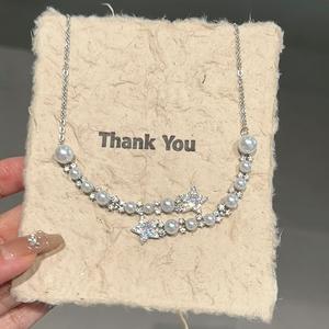 Collier pendentif en argent sterling S925 avec petit cercle de diamants exquis, design minimaliste polyvalent, perles scintillantes, niche pour - Product Image 1