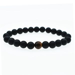 Bracciale di perle di pietra 8 mm naturale cristallo opaco occhio di tigre per coppia amante braccialetto ST240 - Product Image 5