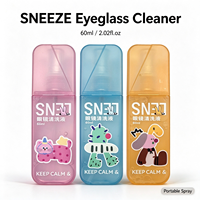 Nettoyant pour lunettes en spray mignon motif dessin animé 80ml, liquide nettoyant pour lentilles parfum vanille, 600 lingettes, flacon plastique pour lunettes et objectifs d'appareil photo