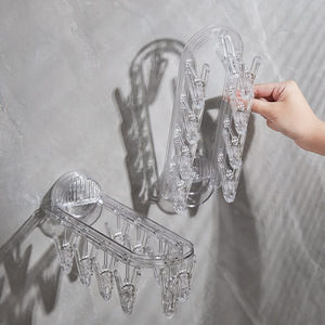 Suction Cup Folding <b>Clothes</b> Hanger <b>Wall</b> <b>Mounted</b> <b>Drying</b> <b>Rack</b> For Socks And Underwear Organizer Rectangle Shape - Product Image 2