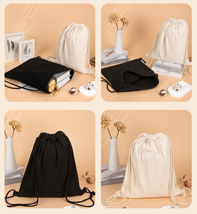 Promotional Blank Drawstring Cotton Bag Customized Printed Logo Cloth Dust Bags Canvas Drawstring <b>Backpack</b> for Gym Sports - Product Image 6
