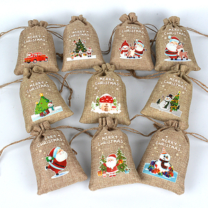 Bolsa de Yute Personalizada para Envolver Regalos de Navidad, Bolsa Ecológica con Cordón y Logotipo - Product Image 5