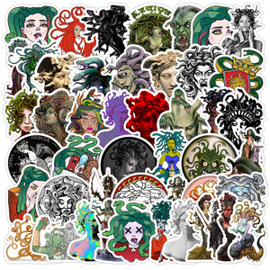 50PCS <span class=keywords><strong>Diosa</strong></span> griega antigua Serpientes salvajes Cabello Grecia Sexy Belleza Medusa Pegatina - Product Image 1