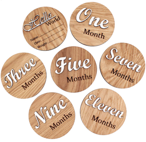 Discos de Madera Grabados Personalizados para Hitos del Bebé - Product Image 2