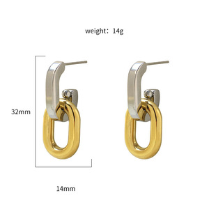 Stainless Steel Geometric Stud Earrings 18K Gold Plated For Women Fashion Jewelry - Product Image 4