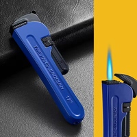Briquet torche à flamme bleue gonflable, coupe-vent, à impact direct, en métal dégradé, avec logo personnalisé, pour cigarettes
