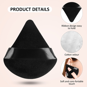 <span class=keywords><strong>Puff</strong></span> cosmético lavable suave de terciopelo flocado negro <span class=keywords><strong>gris</strong></span> rosa - Product Image 6