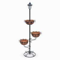 Support de pot de fleurs solaire à 3 paniers avec doublure en fibre de coco, cadre en fer recouvert de poudre, pour la décoration quotidienne du jardin, du patio et de la cour