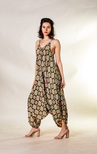 2026 Latest Cotton <b>Jumpsuit</b> Ladies Breathable Washable Tie-Dye Design Natural Waistline <b>Pockets</b> One Plus Size Summer Vacation - Product Image 4