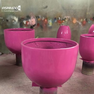 Nordico stile semplice per casa ufficio pavimentazioni vaso per piante <span class=keywords><strong>in</strong></span> calcestruzzo rotondo <span class=keywords><strong>in</strong></span> fibra di vetro bianco nero - Product Image 5
