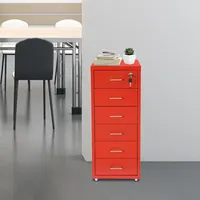 Armoire de classement mobile commerciale avec serrure, 4 roulettes, en acier, verticale, pour bureau, armoire latérale intérieure, rangement, 6 tiroirs