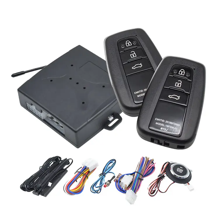 12V รถ Keyless Entry เครื่องยนต์หยุดปุ่ม Push Start ปุ่มยานยนต์ PKE รีโมทคอนโทรลรถนาฬิกาปลุก