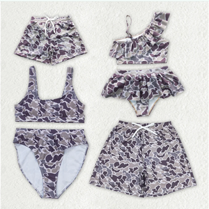 Trajes de baño a juego para niños adultos, camuflaje gris, bañadores para niño - Product Image 6