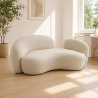 Canapé VONLIVA, design nordique moderne, unique et créatif, en bois courbé et flanelle, une place, pour salons, studios, salons de beauté