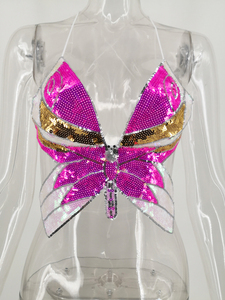 Hot Sale Summer Club Sexy Butterfly Shape <strong>Sequin</strong> Women's Bra Cropped <strong>Top</strong> <strong>Party</strong> Short <strong>Sequin</strong> Bra Tank Tube <strong>Tops</strong> - Product Image 6