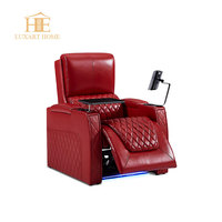 Fauteuil inclinable de cinéma maison intelligent haut de gamme en cuir véritable électrique en cuir de vachette de qualité supérieure canapé de visionnage VIP personnalisable en bois