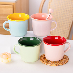 แก้วมัคพิมพ์โลโก้ แก้วกาแฟพอร์ซเลน แก้วเซรามิกสีด้านใน แก้วนมสำหรับอาหารเช้า - Product Image 1