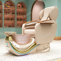 Fauteuil de pédicure électrique de luxe pour salon de beauté, avec spa pour les pieds à remous sans tuyauterie, inclinable et réglable, pour massage et bain.