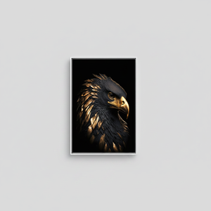 Golden Eagle Canvas Art: Elegant <b>Black</b> and Gold Bird Print,WHITE <b>FRAMED</b> CANVAS - Product Image 2
