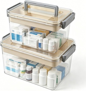 6/10/17/26L Capacity Portable PET Clear Plastic <b>Storage</b> <b>Boxes</b> Bins-Multifunctional Detachable Design for <b>Kitchen</b> Living - Product Image 1