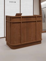 Bureau de réception moderne en MDF Forme lumineuse LED pour magasin de vêtements pour femmes Comptoir de caisse Petit bar Table de paiement