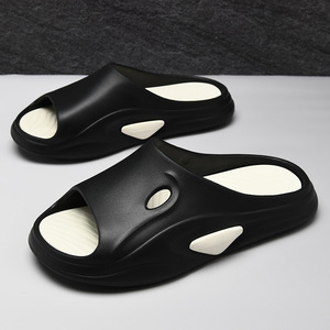 Pantuflas para Hombre con Suela de EVA Antideslizante, Sandalias Cómodas para Uso en Exteriores, Blancas y Negras, de Dos Tonos, con una Sola Correa, para Uso en el Hogar, Tallas 40, 41, 42, 43, 44, 45 - Product Image 4