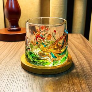 Vasos de Whisky de Cristal Pintados a Mano al por Mayor, Estilo Vintage con Diseño de Nopas, Vasos Coloridos para Beber en Casa, Bar o Fiesta - Product Image 2
