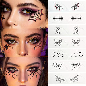 <span class=keywords><strong>Tatouage</strong></span> temporaire non toxique pour le visage, motif araignée gothique indienne blanche sexy avec fil <span class=keywords><strong>barbelé</strong></span>, idéal pour Halloween et les fêtes costumées, directement de l'usine - Product Image 2