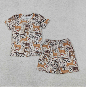 Sibling Baby Boys Deer Ducks Camo Top Pockets Short Hunting Pajamas <b>Clothes</b> Sets - Product Image 5
