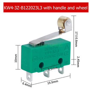 KW4-3Z-3 Kleine Reislimietschakelaar Driepoot Handgreep Roller Knopschakelaar Zilver Contact Microschakelaar - Product Image 4