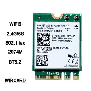 Dual Band Wifi 6 Wireless 2400Mbps AX200NGW NGFF M.2 Wlan BT 5.1 Wifi Card 802.11ac/ax For Intel AX200 Antennas Kit Set