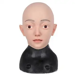 Mascarilla facial de simulación de silicona para mujer, máscara de belleza calva para Halloween