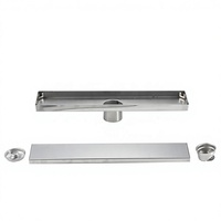 Siphon de sol rectangulaire OEM moderne en acier inoxydable chromé 80*300mm, insert de carrelage pour salle de bain, anti-odeur, douche dissimulée, cuisine
