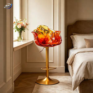 ML Transparent Resin Flower Bar Chair Sunset Gradient Adjustable Gold Base Modern Contemporary Home Bar Furniture - Product Image 3