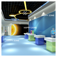 Équipement de terrain de jeu intérieur interactif sur le thème de l'espace personnalisé pour musée scientifique, exposition du système solaire, table de jeu aquatique, planète